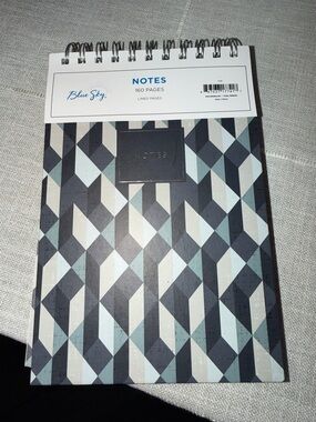 Blue Sky Geometric Spiral Notebook - Black & Light Blue